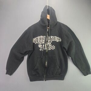 Unbranded Hoodie War Horse Tattoo Zip Up Sweatshirt M Black Graphic Gothic Vint